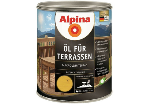 Масло для террас Alpina шелковисто-глянцевое светлое 0,75 л