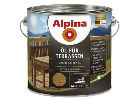 Масло для террас Alpina шелковисто-глянцевое среднее 2,5 л