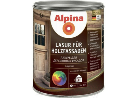 Пропитка для дерева Alpina Lasur fur Holzfassaden прозрачная 0,75 л