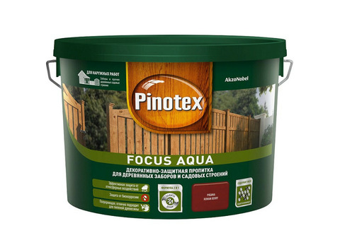 Пропитка для древесины Pinotex Focus Aqua Рябина 9 л