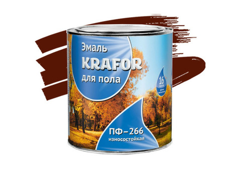 Эмаль для пола Krafor ПФ-266 красно-коричневая 1,9 кг