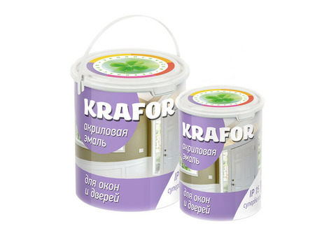 Krafor 1 кг, Эмаль акриловая для окон и дверей (супербелая)
