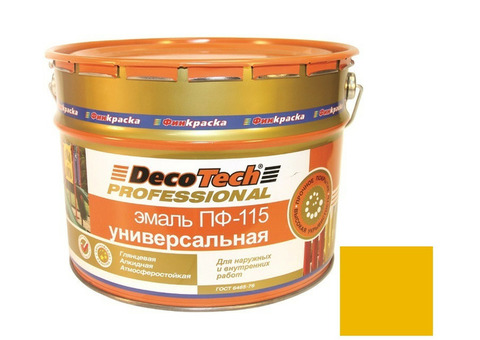 Эмаль DecoTech Professional ПФ-115 Ral 1023 желтая глянцевая 2,8 кг