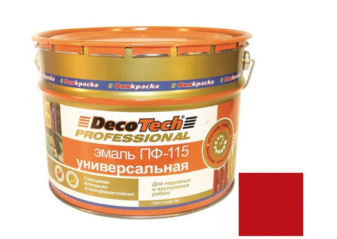 Эмаль DecoTech Professional ПФ-115 Ral 3020 ярко-красная глянцевая 2,8 кг