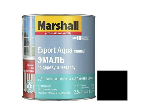 Эмаль для дерева и металла Marshall Export Aqua водная полуматовая черная 2,5 л