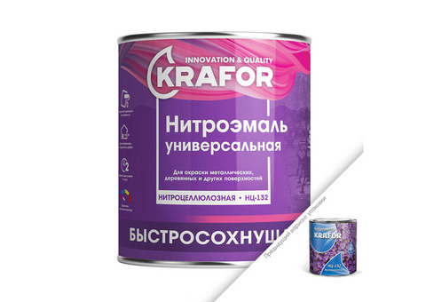 Эмаль НЦ-132 белая 0,7 кг (14) "Krafor"