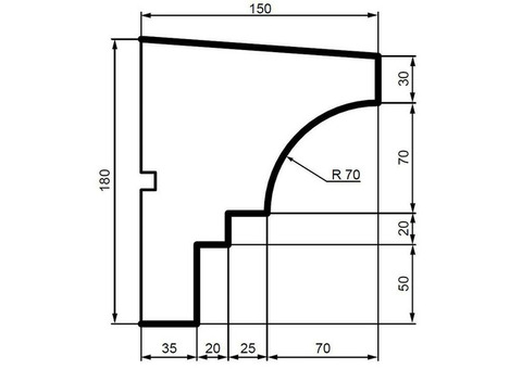 Подоконник фасадный из полистирола Leptonika DC 115