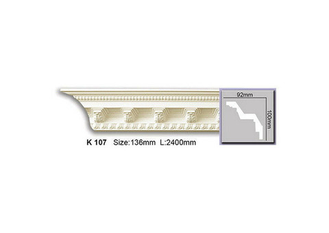 Карниз потолочный полиуретановый Harmony K107 2400х100х92 мм