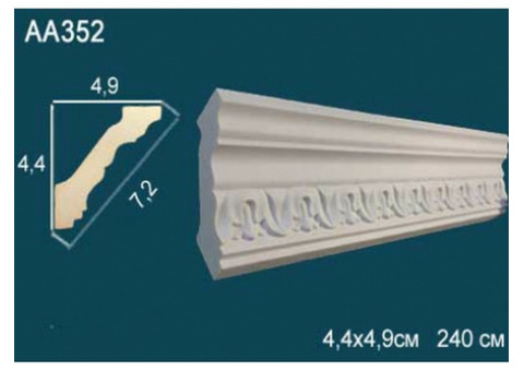 Карниз потолочный полиуретановый Перфект AA352 2400х44х49 мм