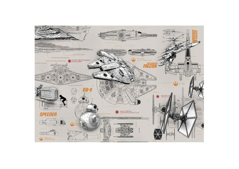 Фотообои бумажные Komar Star Wars Blueprints 8-493 3,68х2,54 м