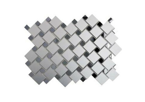 Мозаика зеркальная ДСТ Ромб См70Г30 серебро матовое графит 300х300 мм