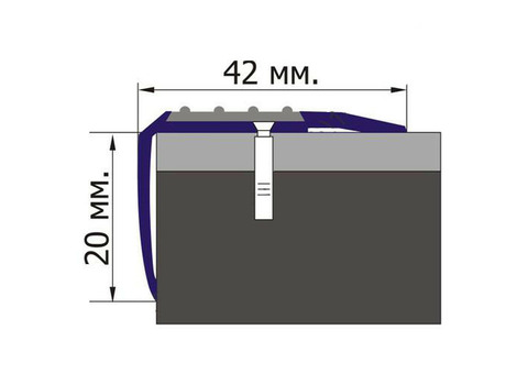 Профиль противоскользящий Евроступень АУ-42 алюминиевый серый 42х20х2500 мм