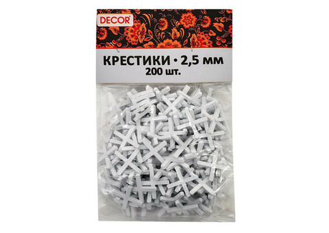 Крестики для кафеля Decor 338-0025 2,5 мм 200 шт в упаковке