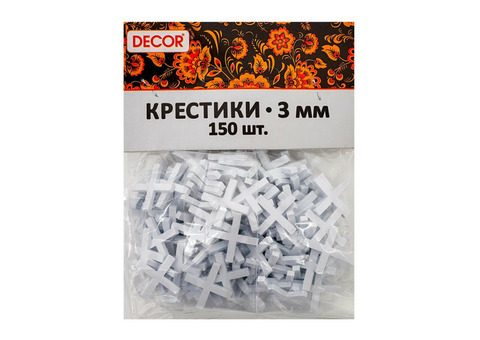 Крестики для кафеля Decor 338-0030 3 мм 150 шт в упаковке