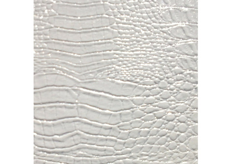 Декоративная панель МДФ Deco Крокодил белый и блестки серебро 122 2800х390 мм