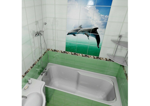 Стеновая панель ПВХ Novita фриз 3D Зеленый океан добор 2700x250 мм