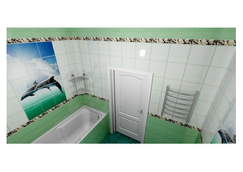 Стеновая панель ПВХ Novita фриз 3D Зеленый океан добор 2700x250 мм