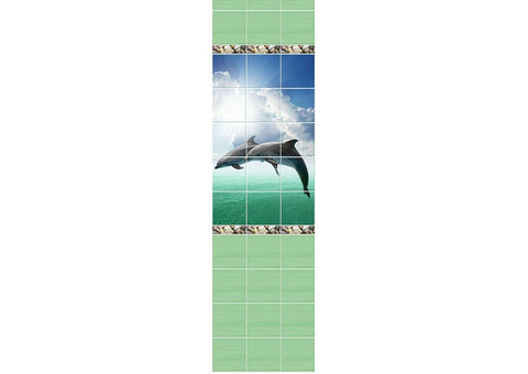 Стеновая панель ПВХ Novita фриз 3D Зеленый океан узор 2700x250 мм