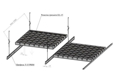 Элемент решетки грильято Албес GL15 "мама" 50х50 мм h47/b15 0,6 м белый матовый А902 rus