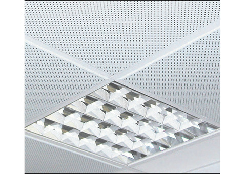 Потолок кассетный Албес AP600A6-E Эконом/45 градусов/Т-24 A903RUS01/F d=1.5 белый матовый перфорированный 600х600 мм
