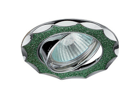 Светильник точечный Эра Dk17 Ch/Sh Gr декор звезда со стеклянной крошкой Mr16 12В 50Вт хром/зеленый блеск 256390