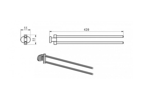 Полотенцедержатель Ravak Chrome CR 340.00 42 см двойной поворотный