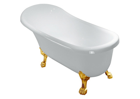 Акриловая ванна Ceruttispa Vico CT7205 на львиных алюминиевых золотых лапах 150х70 см