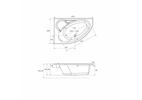 Ванна акриловая Cersanit Kaliope 153x100 см правая