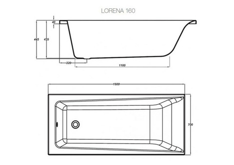 Ванна акриловая Cersanit Lorena 160х70 см