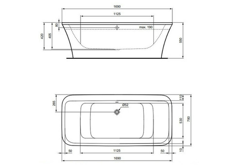 Ванна акриловая Ideal Standard Connect E113801 169х78 см