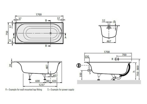 Ванна квариловая Villeroy & Boch Cetus UBQ170CEU2V-01 170х75 см