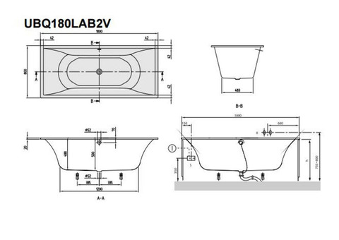 Ванна квариловая Villeroy & Boch La Belle UBQ180LAB2V-01 180х80 см