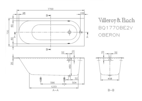 Ванна квариловая Villeroy & Boch Oberon UBQ177OBE2V-01 170х70 см