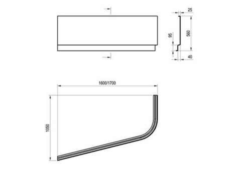 Панель фронтальная для ванны Ravak Chrome L 160x105 см левая