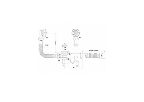 Слив-перелив для ванны регулируемый с пробкой на цепочке 1 1/2''x40 с гофрой 40x50 выпуск с нержавеющей решёткой D=70мм АНИ Пласт E255