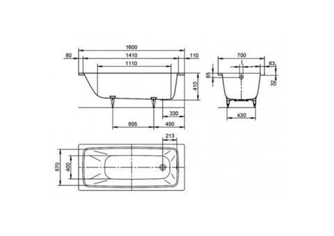 Ванна стальная Kaldewei Cayono 748 160х70 см с покрытием Easy-Clean