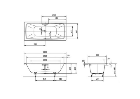 Ванна стальная Kaldewei Cayono Duo 725 180x80 см с покрытием Easy-Clean