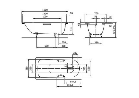 Ванна стальная Kaldewei Saniform Plus 362-1 160x70 см с покрытием Easy-Clean