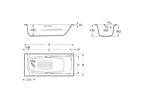 Ванна стальная Roca Swing Plus 170x75 см 236755000