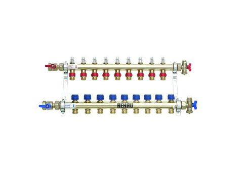 Коллектор распределительный Rehau HKV-D на 9 контуров нержавеющая сталь 12080911002