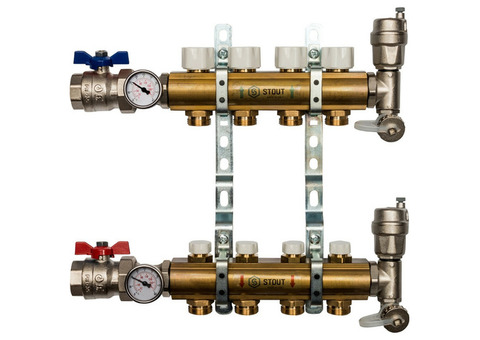 Коллектор распределительный Stout SMB 0468 000004 на 4 контура без расходомеров
