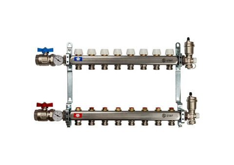 Коллектор распределительный Stout SMS 0912 000008 на 8 контуров в сборе без расходомеров