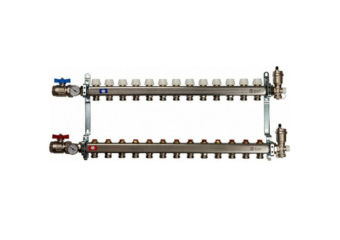 Коллектор распределительный Stout SMS 0912 000013 на 13 контуров в сборе без расходомеров