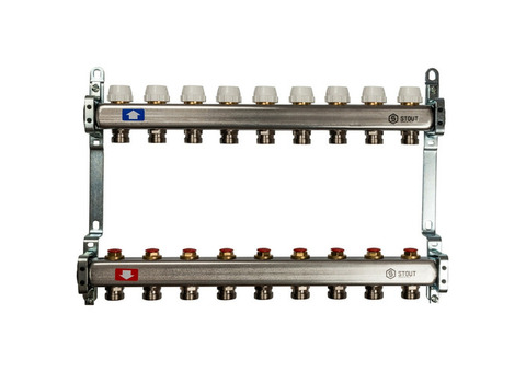 Коллектор распределительный Stout SMS 0922 000009 на 9 контуров без расходомеров
