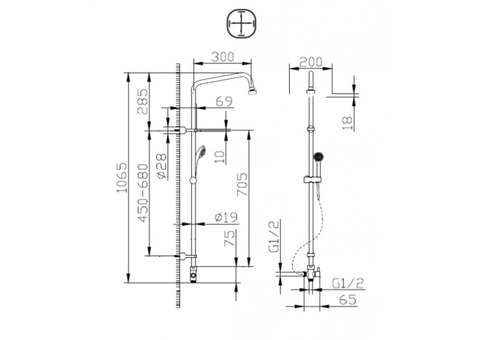 Душевая стойка Bravat Fit S D283CP-2A-RUS