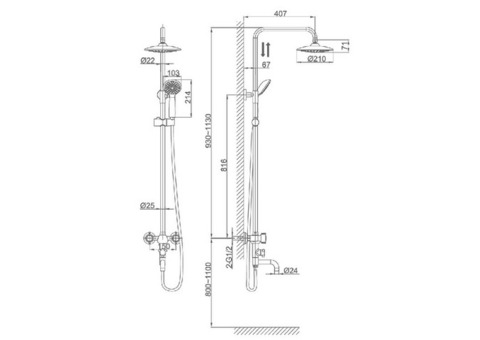 Душевая стойка D&K Hessen.Torhall DA1414741B09 хром