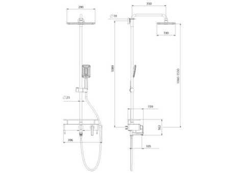 Душевая стойка Lemark Mista LM6462WG со смесителем