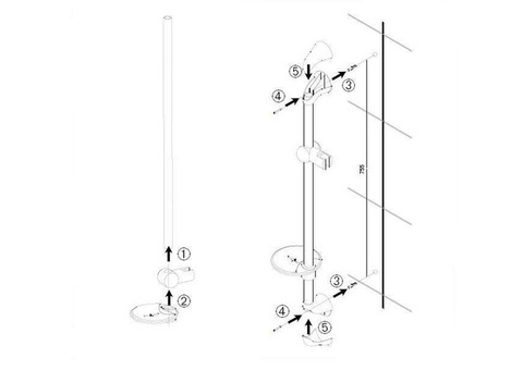 Душевая штанга Jacob Delafon Basic-2 E5227-CP 75 см