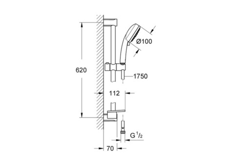 Душевой гарнитур Grohe New Tempesta Cosmopolitan 100 27577002 с полочкой