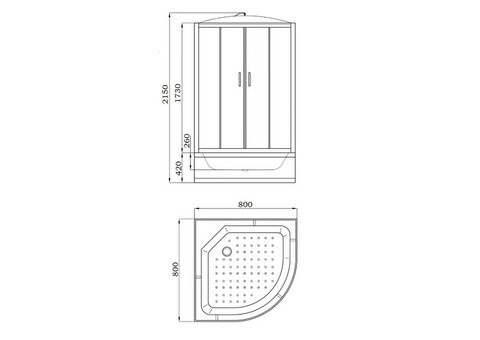 Душевая кабина Parly Bianco Эконом EB82P 800х800х2150 мм